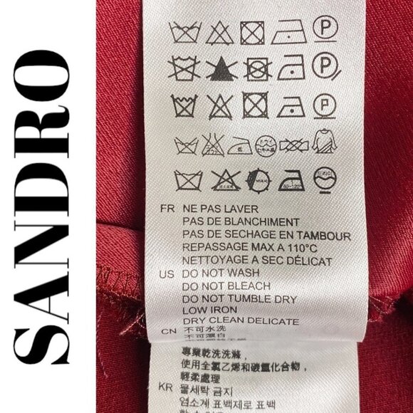 SANDRO PARIS Leila Bordeaux Long Sleeve Mini Sheath Dress, Size 1 (Small) - Picture 7 of 9